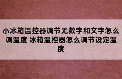 小冰箱温控器调节无数字和文字怎么调温度 冰箱温控器怎么调节设定温度